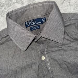 Polo Ralph Lauren Shirt Mens Med 15.5 32 French‎ Cuff Curham Black White Custom